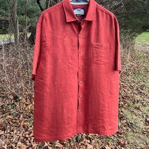 Bahama Bay Club Men’s SS Buttoned Palm Frond Shirt orange  Size XL
